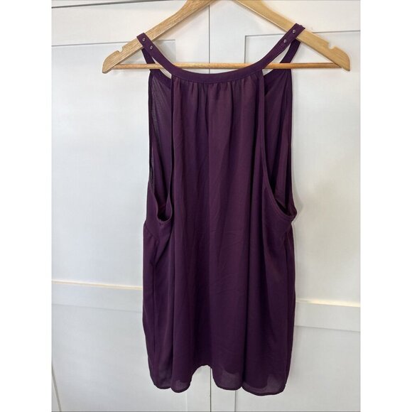 Torrid Georgette Embellished Tank in Winter Bloom Plum Size 1 - Picture 2 of 14